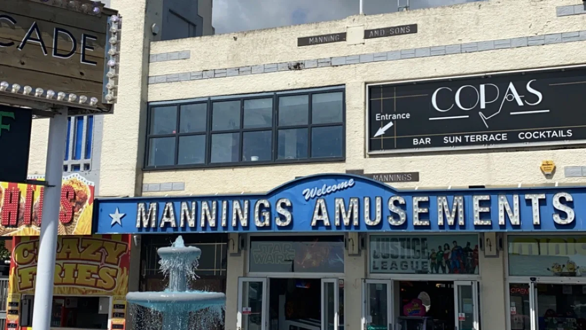 Manning's Amusements on the Felixstowe seafront. The Arena is licensed at the Manning Amusement Park address on Sea Road; this photo does not show the Arena itself