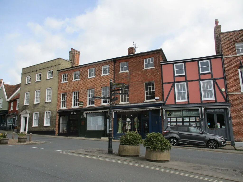 Market Hill, Woodbridge. Phase two of the scheme proposes one-way traffic across Market Hill towards Theatre Street
